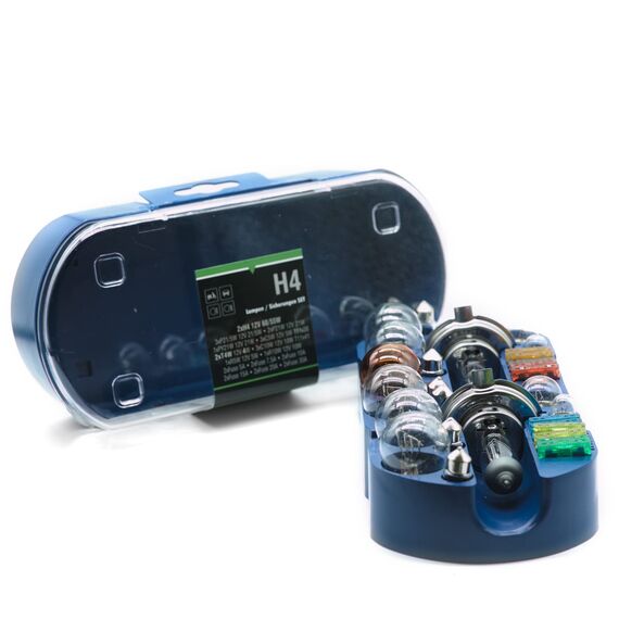 LIGHTWORLD24 PKW H4 Beleuchtung Sicherungen Set 12V 30 tlg. Auto Lampen Birnen Bremslicht KFZ Lampenbox Lampenersatzkasten