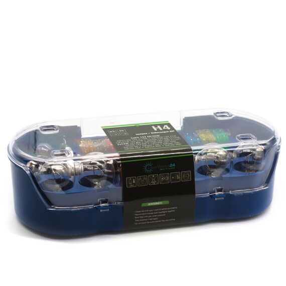 LIGHTWORLD24 PKW H4 Beleuchtung Sicherungen Set 12V 30 tlg. Auto Lampen Birnen Bremslicht KFZ Lampenbox Lampenersatzkasten