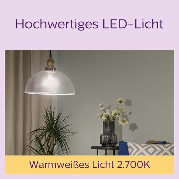 Philips LED Tropfenlampe ersetzt 40W, E14, warmweißes Licht (2700 Kelvin), 470 Lumen, matt, 3er Pack, Warmweiß