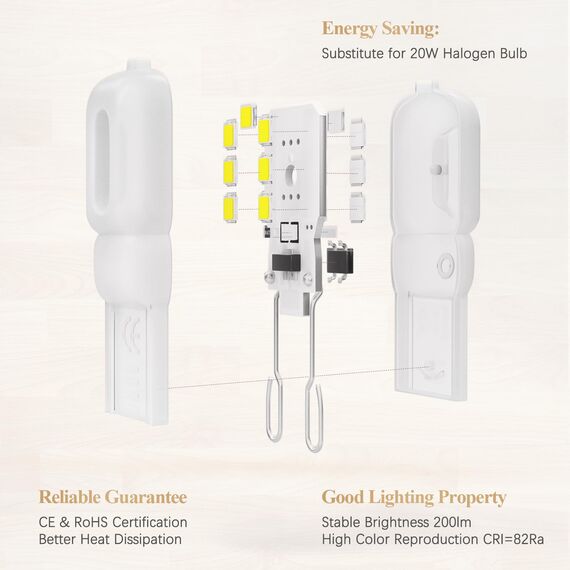 DiCUNO G9 LED Lampen 2W, entspricht 20W Halogenbirne, kaltweiß 5000K, 200LM Energiesparlampe, kleine LED Birne G9, kein Flackern, nicht dimmbar, 10er Set