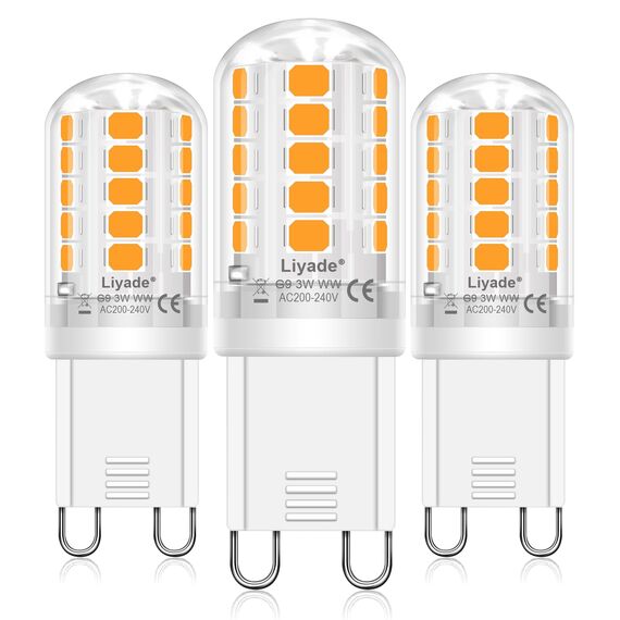Liyade G9 LED Lampe warmweiß, 3W 2700K, LED Leuchtmittel 3W entspricht 30W-40W Halogenlampe, Glühbirne 360LM Lampen AC 220V kein Flackern, nicht dimmbar, Enegiesparende G9 kleine Birne(3 Pack)