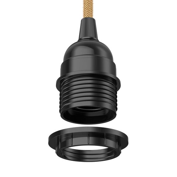 ledscom.de Hanf-Kabel/Textilkabel LEKA, Stecker, Schalter, beige, 3 m, Lampen-Fassung, 1x E27 max. 60W