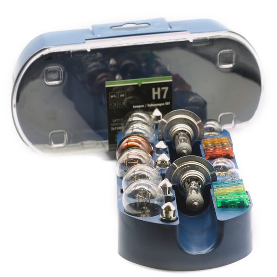 LIGHTWORLD24 PKW H7 Beleuchtung Sicherungen Set 12V 30 tlg. Auto Lampen Birnen Bremslicht KFZ Lampenbox Lampenersatzkasten