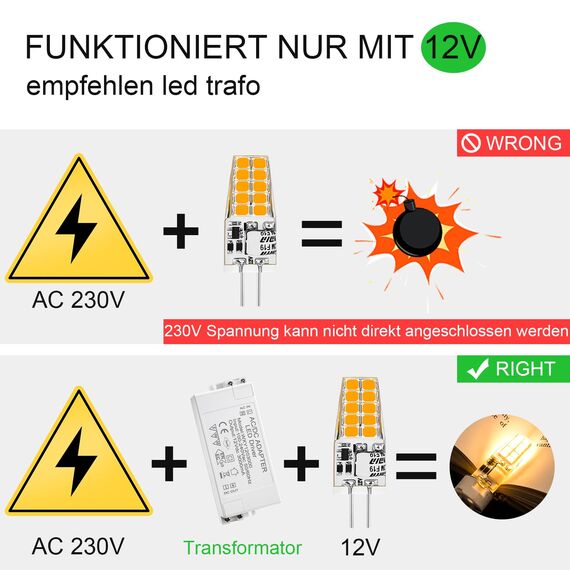 I-SHUNFA G4 LED Lampen,AC/DC 12V Led Leuchtmittel G4,250LM Warmweiß 3000K Kein Flackern LED Glühbirne,2W Ersetzt 20W Halogenlampen,Nicht Dimmbar,für Dunstabzugshaube für die Küche,10er Pack