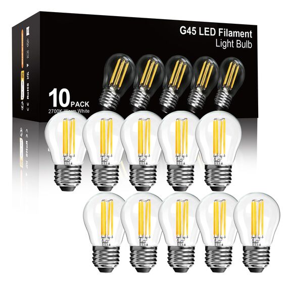 BRIMAX 10 Stück Dimmbare E27 LED Glühbirnen, Warmweiß 2700K, Energiesparend 4 Watt 400 Lumen, G45 Mini Leuchtmittel, AC220-240V Glas Edison Lampen für Vermietung, häusliche und gewerbliche Beleuchtung