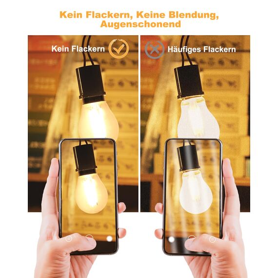 BRIMAX 10 Stück Dimmbare E27 LED Glühbirnen, Warmweiss 2700K, 6W (ersetzt 60 Watt), 600LM AC230V G45 Mini Filament Fadenlampe für Tischlampen, Wandlampen, Stehlampen