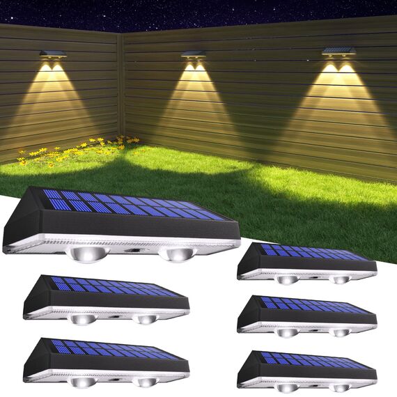 HAMLITE Solar lampen für Außen Garten,Garten-Solarwandlichter im Freien,Wasserdicht,Helle Solarbetriebene Gartenzaunlichter mit 3 Farbmodi für die Dekoration von Terrasse,Deck (6)
