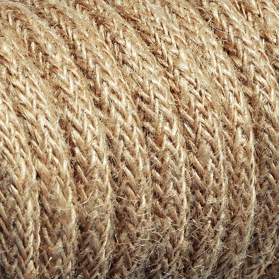 ledscom.de Hanf-Kabel/Textilkabel LEKA, Stecker, Schalter, beige, 3 m, Lampen-Fassung, 1x E27 max. 60W