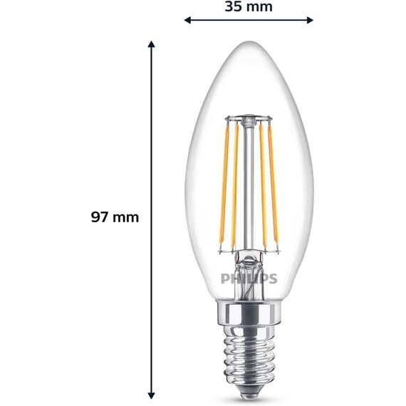 Philips LED Classic E14 Lampen 6-er Pack (40 W), LED Lampen mit warmweißem Licht, energiesparende LED Beleuchtung mit langer Nutzlebensdauer, Warmweiß