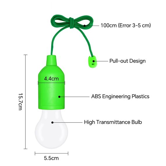6 Stück Campinglampe, Light LED Camping, mit Zugschalter, Batteriebetrieben Tragbare LED Lampen, Zeltlampe Glühbirne, für BBQ, Camping, Zelt, Garten, Party Dekoration(Warmweiß 3000K)