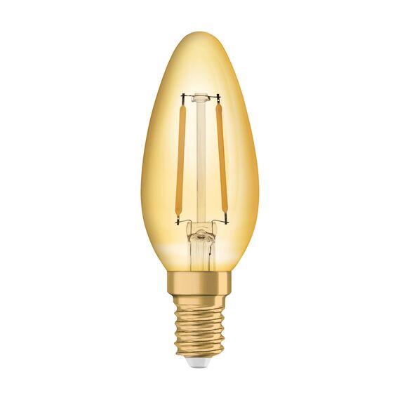 Osram LED-Lampen, Vintage-Edition, 12 Watts Ersatz, E14, B-shape, 2400 Kelvin, Warm Comfort Light, Klares Glas, single Pack
