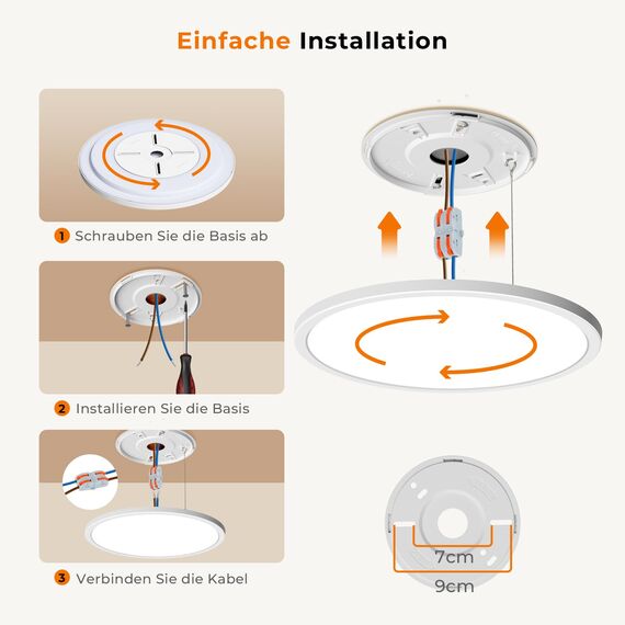 Matane Deckenlampe LED Deckenleuchte Flach 18W, 3 stufen Dimmbar, Warm Neutral Kalt Weiß 3000K/ 4000K/ 5000K, 1800LM Badezimmer Lampe für Flur, Küche, Bad, Balkon, Keller, Ultradünn Rund 22cm