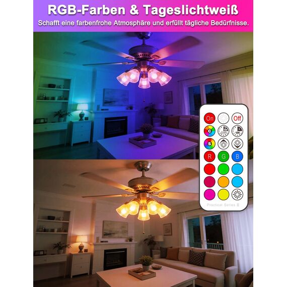 iLC Farbige Leuchtmittel LED RGBW Lampe Dimmbare Farbige Leuchtmitte Lampen 10W E27 Edison RGB LED Birnen - Dual Memory - 12 Farben - Kabellos Fernbedienung inklusive