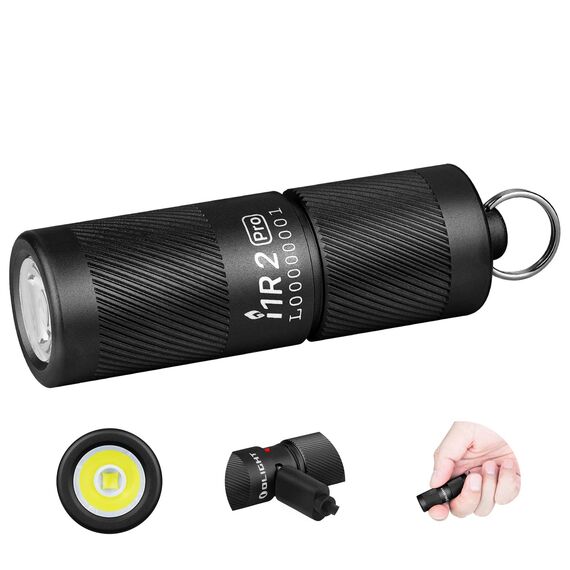 OLIGHT I1R II Pro EOS Mini LED Taschenlampe 180 Lumen Superhelle USB-Aufladbare Handlampe Schlüsselbund, IPX8 und 1,5m Fallschutz kleine Lampen für Outdoor Camping und Repaturen Schwarz