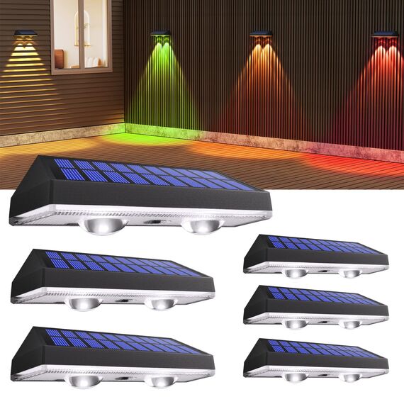 HAMLITE Solarlampen für Außen Garten,RGB Garten-Solarwandlichter im Freien,Wasserdicht,Helle Solarbetriebene Gartenzaunlichter mit 3 Farbmodi für die Dekoration von Terrasse,Deck