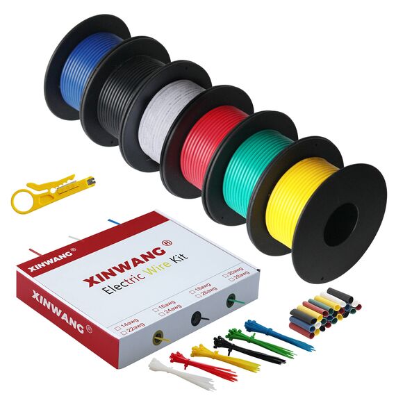 Silikon Elektrischer Draht-20 AWG 0,5 mm² 6 Farben (Jede Farbe 6M) Litzendraht aus verzinntem Kupferdraht für DIY, RC-Modell, Lampen, Haushaltsgeräte, Meter usw