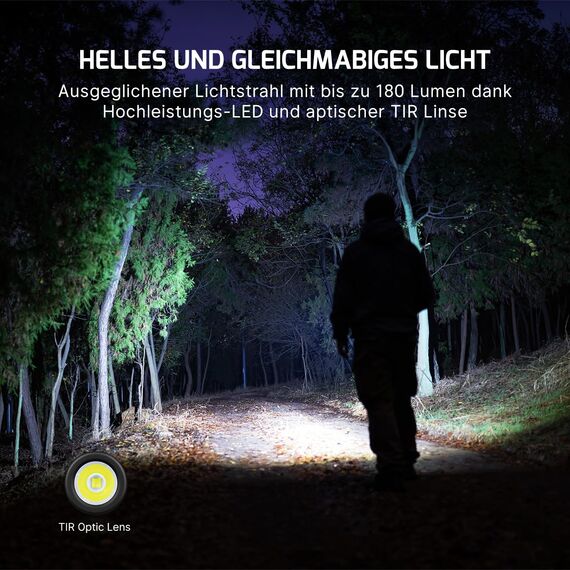 OLIGHT I1R II Pro EOS Mini LED Taschenlampe 180 Lumen Superhelle USB-Aufladbare Handlampe Schlüsselbund, IPX8 und 1,5m Fallschutz kleine Lampen für Outdoor Camping und Repaturen Schwarz