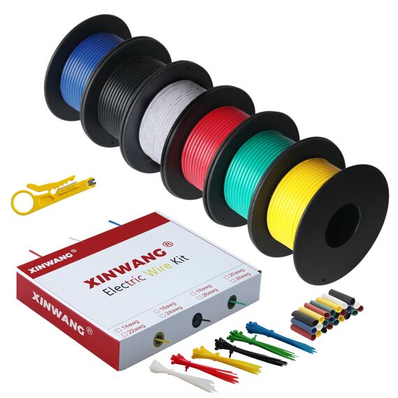 Silikon Elektrischer Draht-16 AWG 1,3 mm² 6 Farben (Jede Farbe 8M) Litzendraht aus verzinntem Kupferdraht für DIY, RC-Modell, Lampen, Haushaltsgeräte, Meter usw