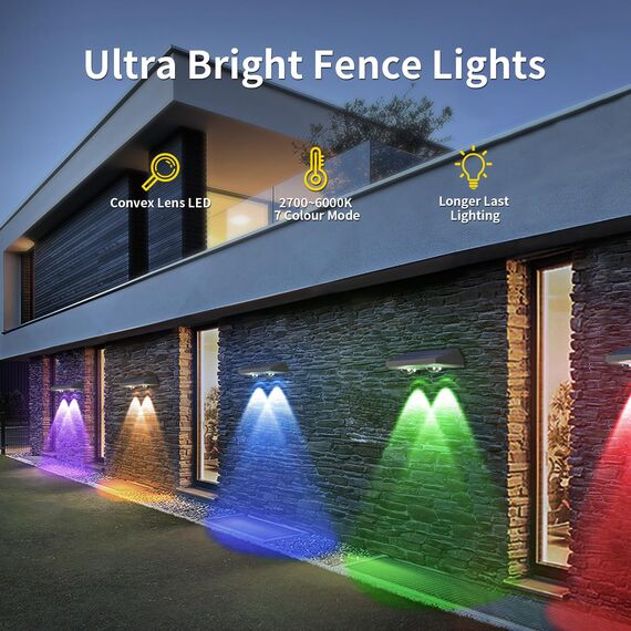 HAMLITE Solarlampen für Außen Garten,RGB Gartenleuchten Solar mit 8 Farbtemperaturen,IP65 Wasserdichte,Super Hell Solarlampen für Außen für Terrasse Garten Stufen Treppen Zäune-4 Stücke