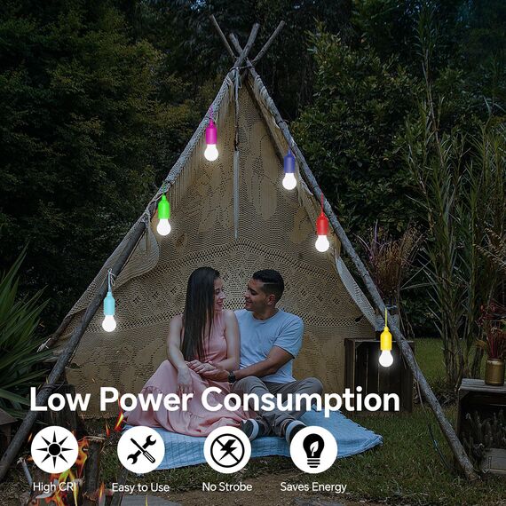 6 Stück Campinglampe, Light LED Camping, mit Zugschalter, Batteriebetrieben Tragbare LED Lampen, Zeltlampe Glühbirne, für BBQ, Camping, Zelt, Garten, Party Dekoration(Kaltweiß 6000K)