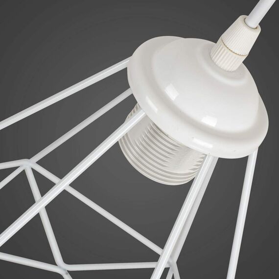 Hängelampe weiß Vintage Pendelleuchte Käfig Lampenschirm Weiß Hängende Lampe,E27 Lampen fassungstyp,Retro Lampenschirm Licht für Küchen Schlafzimmer Bar Salon Restaurant,Stab,hängelampe wohnzimmer