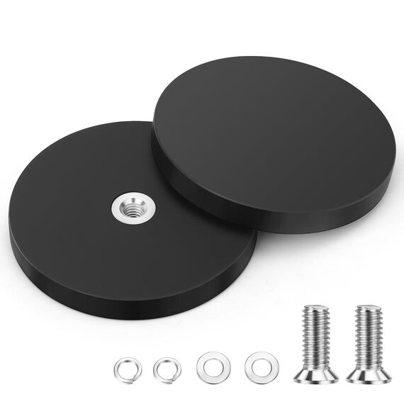 Wukong Starkleistige Magnete, Ø 66 mm, 2 Stück, rutschfest, M6-Flachgewinde, für Fahrzeuge, Lampen, Befestigungswerkzeuge