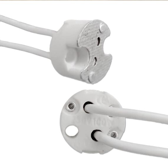 Akynite 10er-Set GU5.3/MR16, GU4/MR11, G4, G6.35 Keramikfassung mit 14cm Silikonkabel, 12V-250V, 2A max. 100W, für LED Spots und Halogenlampen, Weiß