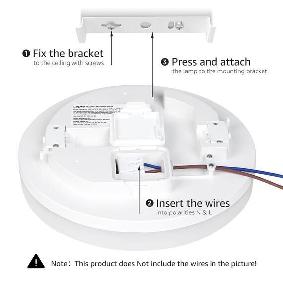 Lepro 24W LED Deckenlampe, LED Deckenleuchte IP54 Wasserfest, 5000K 2400LM Badezimmer Lampe, Rund Badlampe Decke, ideal für Bad Schlafzimmer Flur Küche Wohnzimmer , Kaltweiß, Ø28cm [Energieklasse F]