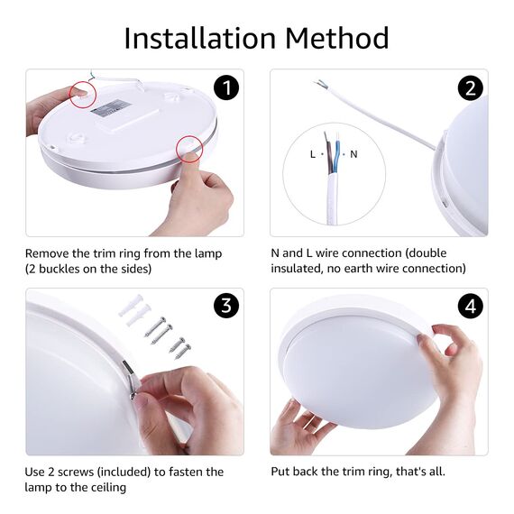 Lepro 24W LED Deckenlampe, LED Deckenleuchte IP54 Wasserfest, 6000K 2200LM Badezimmer Lampe, Rund Badlampe Decke, ideal für Bad Schlafzimmer Flur Küche Wohnzimmer, Kaltweiß, Ø26.5cm