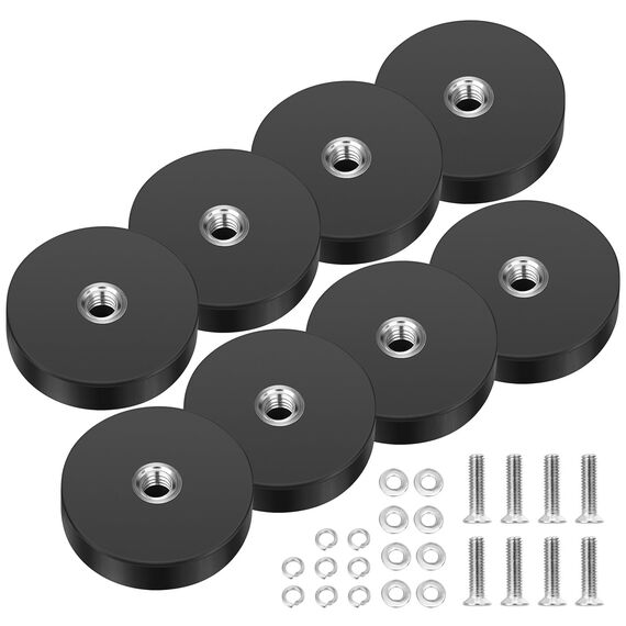 Wukong Gummierte Magnete Ø22mm, 8 Stück Stark Anti-Rutsch Mit M4 Flacher Faden, Magnete mit Gewinde für Fahrzeuge, Lampen, Befestigen von Werkzeugen