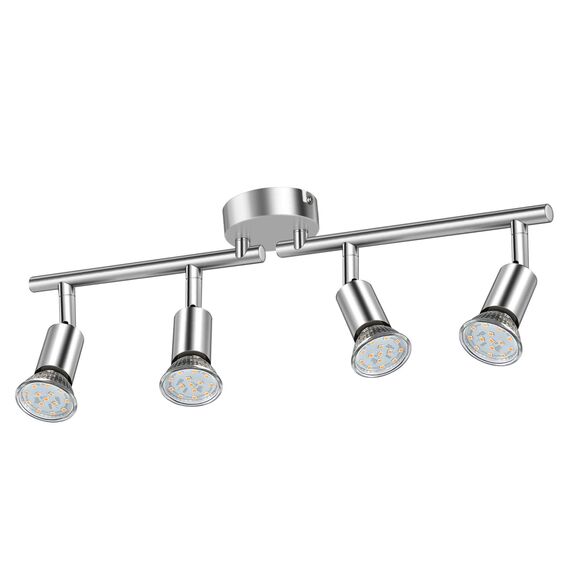 Defurhome LED Deckenleuchte Drehbar, 4 Flammig LED Strahler Deckenlampe Spot,Modern Deckenstrahler (Weißes Chrom) für Küche, Wohnzimmer, Schlafzimmer, inkl. 4 x 4 W GU10 LED Lampen (400LM, warmweiß)