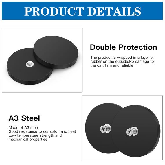 Wukong Starkleistige Magnete, Ø 66 mm, 2 Stück, rutschfest, M6-Flachgewinde, für Fahrzeuge, Lampen, Befestigungswerkzeuge