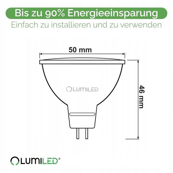 Lumiled 12V GU5.3 LED Lampen Leuchtmittel Spot 10 Stück Set, MR16 6W (entspricht 50W Halogen Glühlampen) 4000K Neutralweiß 580 Lumen 120° Abstrahlwinkel Spots Glühbirnen Halogenleuchte