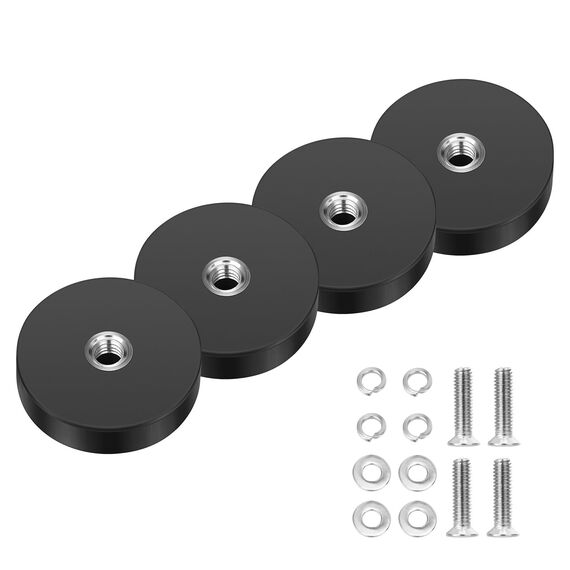 Wukong Gummierte Magnete Ø22mm, 4 Stück Stark Anti-Rutsch Mit M4 Flacher Faden, Magnete mit Gewinde für Fahrzeuge, Lampen, Befestigen von Werkzeugen