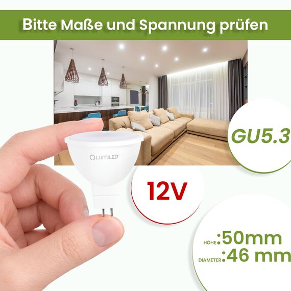 Lumiled 12V GU5.3 LED Lampen Leuchtmittel Spot 10 Stück Set, MR16 6W (entspricht 50W Halogen Glühlampen) 4000K Neutralweiß 580 Lumen 120° Abstrahlwinkel Spots Glühbirnen Halogenleuchte