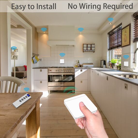 DieseRC Drahtloser Lichtschalter, 86 Wandpaneel RF-Sicherheitsschalter, keine Verkabelung, einfache Installation