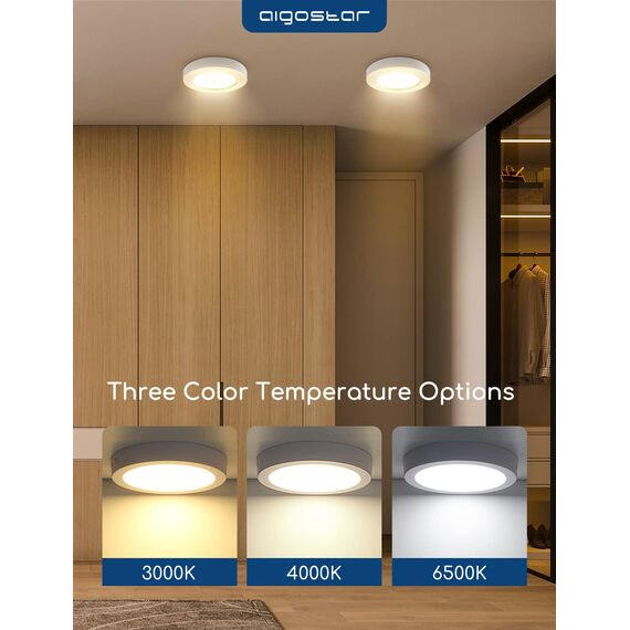 Aigostar Deckenlampe LED 6W 3000K Deckenleuchte, 600lm lampen decke ideal für Badezimmer Balkon Flur Küche Wohnzimmer, Warmweiß Badezimmerlampe Ø12.3cm, 2 Packungen