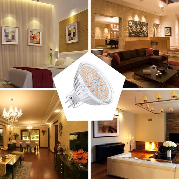 Vlio 6er MR16 GU5.3 LED Lampen Warmweiß 5W Ersatz für 40W Halogen Kein Flackern 3000K 450 Lumen LED Birne Leuchtmittel 120° Abstrahwinkel Spot Nicht Dimmbar AC/DC 12V