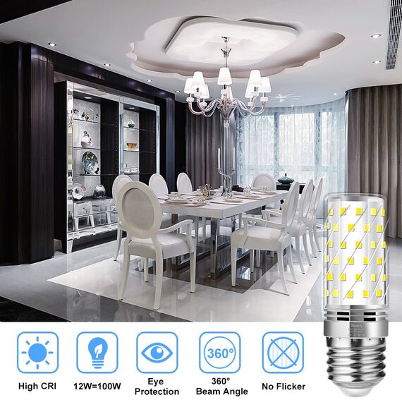 Blewandy LED Lampe Glühbirne E27, 12W Ersetzt Glühbirnen 100W, Kaltweiß 6500K 1200LM LED Lampen, Nicht dimmbar, Kein Flackern, LED Energiesparlampe Birnen, 6 Stück