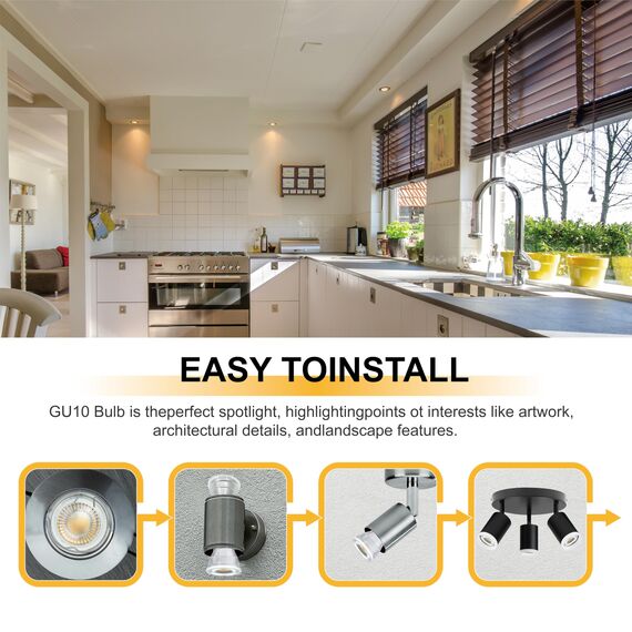 EACLL Mini GU10 LED Warmweiss 4.5 Watt Ersetzt 40W Halogen Leuchtmittel, 4er-Pack, 330 Lumen 3000K Birnen, AC 230V Flimmerfrei Strahler, Abstrahlwinkel 38 Grad Spot, Nicht Dimmbar Reflektor Lampen