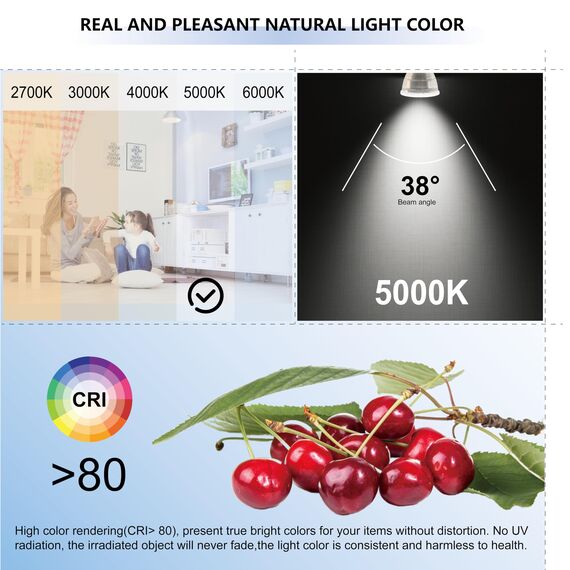 EACLL Mini GU10 LED Tageslichtweiß 4.5 Watt Ersetzt 40W Halogen Leuchtmittel, 4er-Pack, 360lm 5000K Birnen, AC 230V Flimmerfrei Strahler, Abstrahlwinkel 38° Spot, Nicht Dimmbar Reflektor Lampen