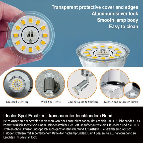 EACLL Mini GU10 LED 4000K 3.5 Watt Ersetzt 50W Halogen Leuchtmittel, 4er-Pack, Neutralweiss 385lm Birnen, AC 230V Flimmerfrei Strahler, Nicht Dimmbar Reflektorlampen, Abstrahlwinkel 120° Spot Ø35MM