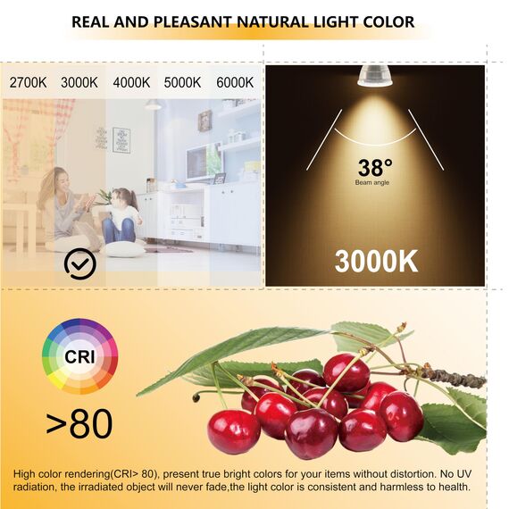 EACLL Mini GU10 LED Warmweiss 4.5 Watt Ersetzt 40W Halogen Leuchtmittel, 4er-Pack, 330 Lumen 3000K Birnen, AC 230V Flimmerfrei Strahler, Abstrahlwinkel 38 Grad Spot, Nicht Dimmbar Reflektor Lampen