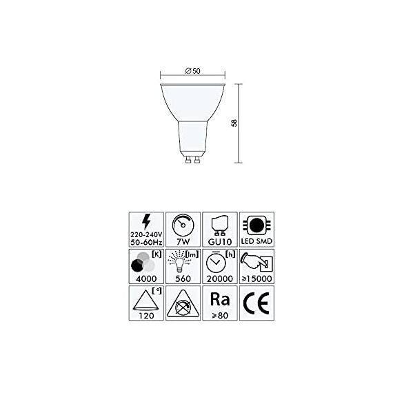 Kwazar Luminaire 10 Stück GU10 LED Lampen 7W, 500 Lumen, Neutralweiß 4000K, 120° Strahlwinkel, Ersetzt 65W Halogenlampen, Reflektorlampen für Decken- und Akzentbeleuchtung