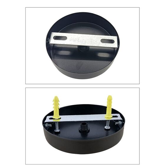 Chedin Deckenbaldachin 100x20mm,Anschlussdose aus Metall,1 Loch Runder Lampenschirm - Deckenrosette - Mattschwarz,alle Lampen Geeignet (1 pcs)