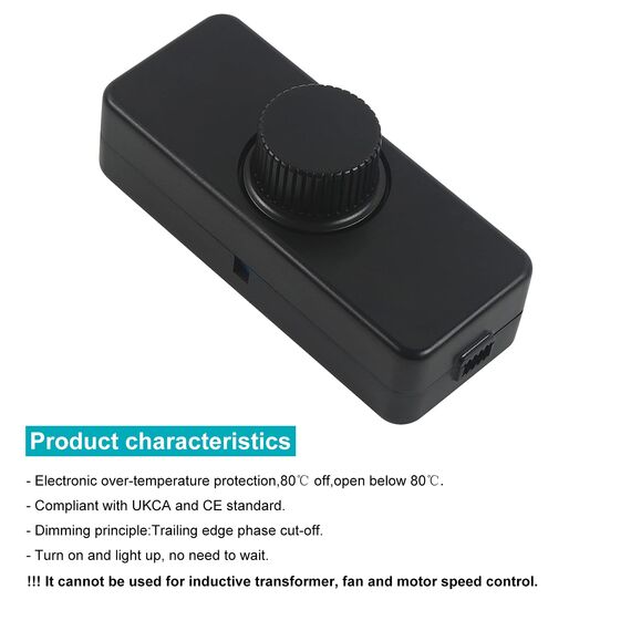 Aroidful Dimmer für LED Lampen 230v Schnurdimmer LED AC 220-240V/50HZ LED Phasenabschnittdimmschalter 3-100 W Dimmer Schalter für dimmbar Glühlampen und LED Lampen,Schwarz