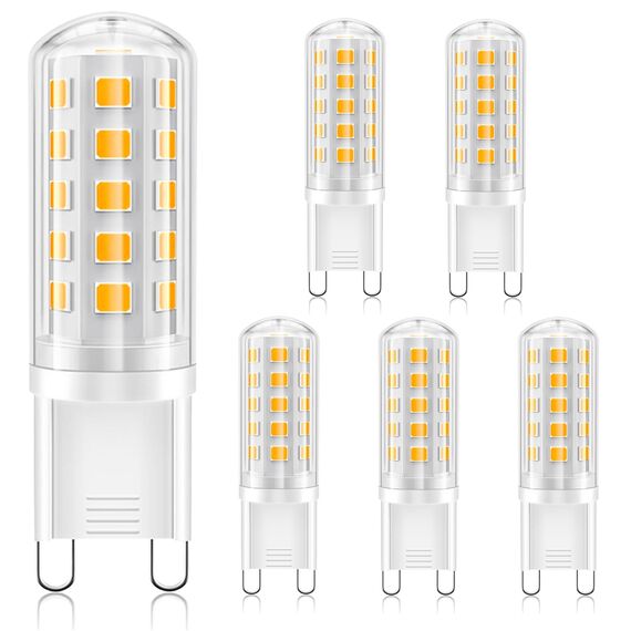 YzzYzz G9 LED Lampe warmweiß 2700K, LED Leuchtmittel 410Lumen, G9 Glühbirne 3W entspricht 40W Halogenlampe, kein Flackern, nicht dimmbar, Enegiesparende kleine Birne, 6er Pack