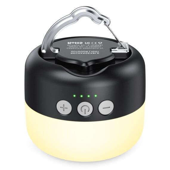 Campinglampe, LED Camping Laterne USB Aufladbar mit 5200 mAh, 4 Helligkeiten Leuchtmodi & Stufenlos Dimmbar & Eingebauter Starker Magnet Campingleuchte für Wandern, Notfall