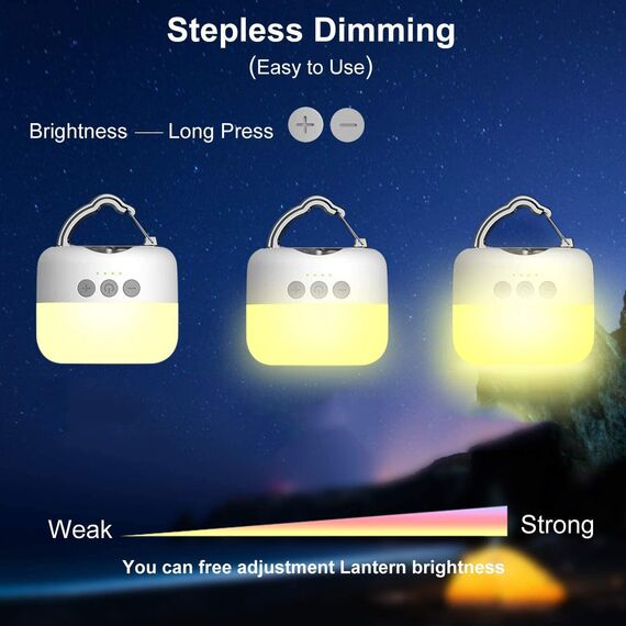 Campinglampe, LED Camping Lampen USB Aufladbar mit 5200 mAh, 4 Helligkeiten Leuchtmodi & Stufenlos Dimmbar & Eingebauter Starker Magnet Campingleuchte für Wandern, Notfall
