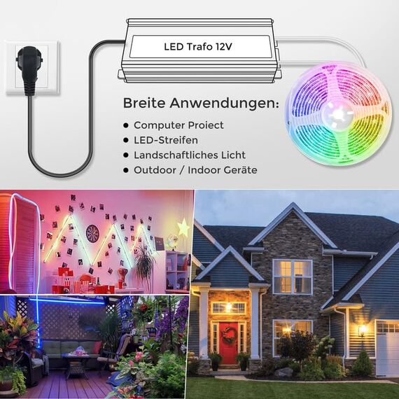 LED Trafo 12V 250W IP67, Outdoor Wasserdicht Transformator mit Stecker, Netzteil Treiber 230V auf DC 12 Volt Adapter, Driver Außen für LED-Streifen Lampen Strahler Lichtbänder